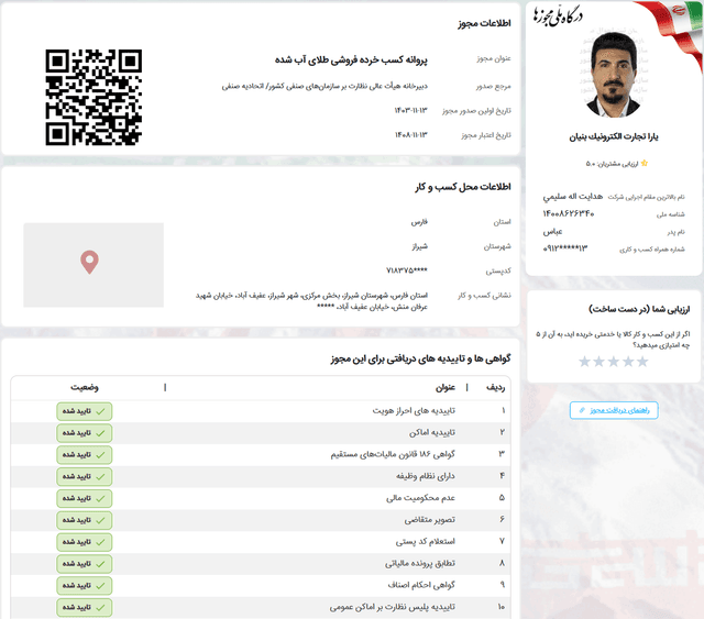 درگاه ملی مجوزهای کسب و کار (آبشده)